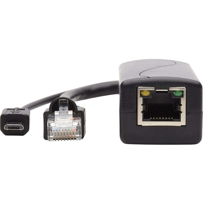 Front Image for Tripp Lite PoE to USB Micro-B and RJ45 Active Splitter 48V to 5V 1A 100M