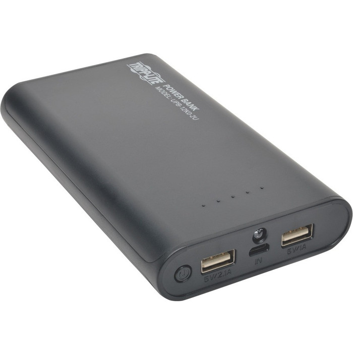 Alternate-Image2 Image for Tripp Lite Portable 2-Port USB Battery Charger Mobile Power Bank 12k mAh