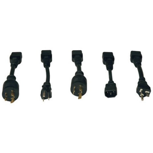 Alternate-Image1 Image for Tripp Lite PDU 1.9-3.8kW Single-Phase 120-240V Basic PDU 14 Outlets (12 C13 & 2 C19) C20 with 5 Adapters 10 ft. (3.05 m) Cord 1U Rack-Mount