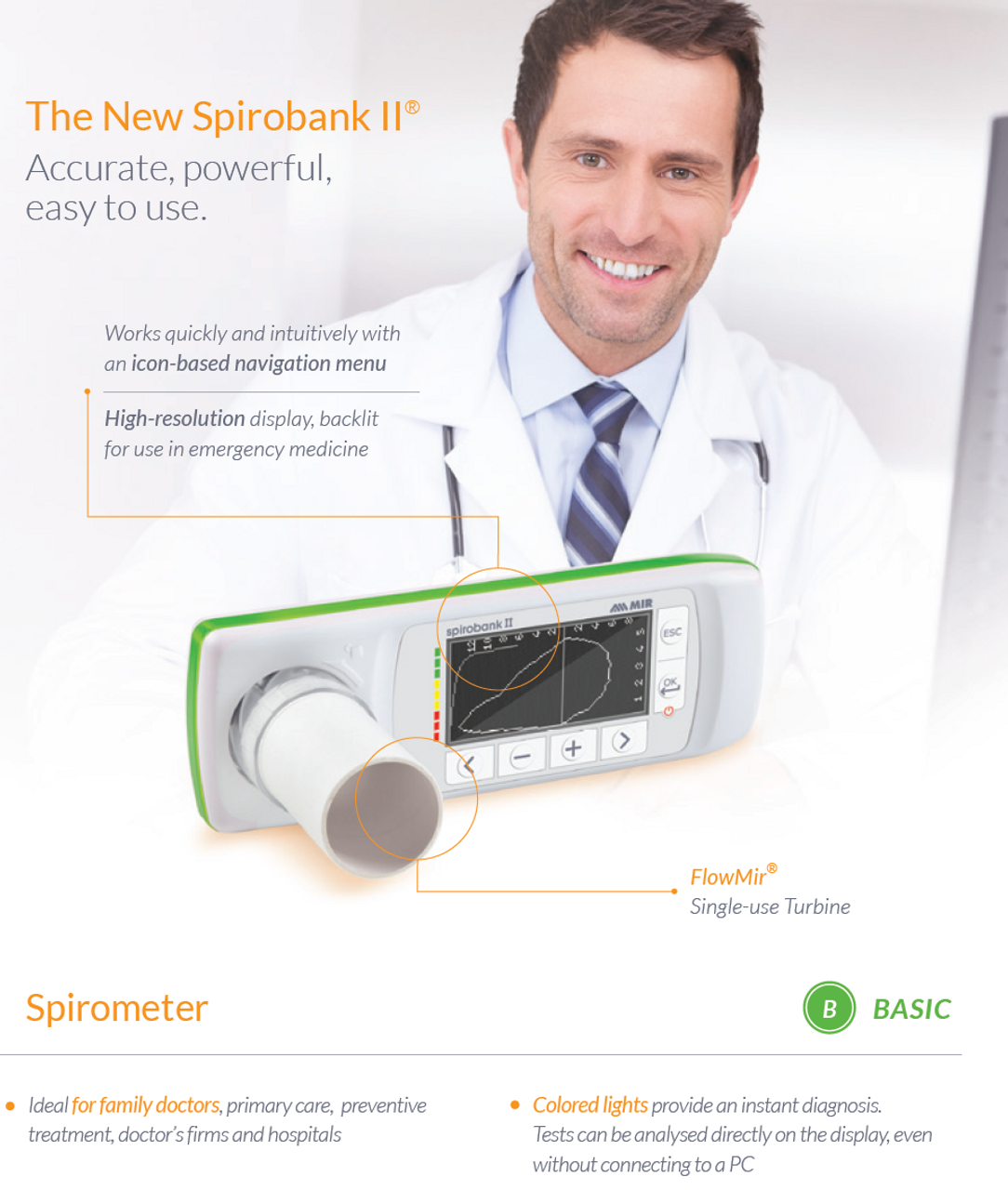 【オンライン】 Spirobank Ii Basic家庭医の作業医学スクリーニングに最適な必須で使いやすいスパイロメーター Buy