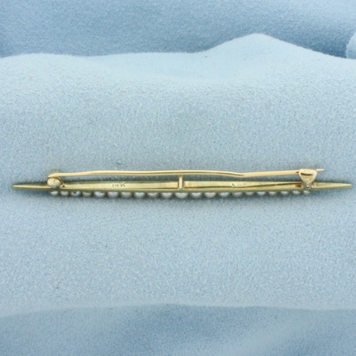 Vintage Seed Pearl Pin Brooch in 14k Yellow Gold