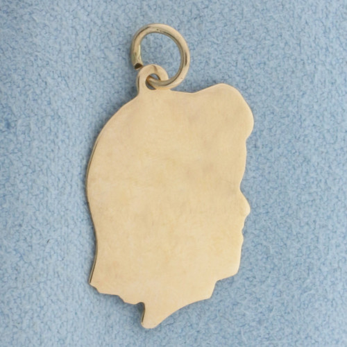Engravable Girl Silhouette Charm in 14k Yellow Gold