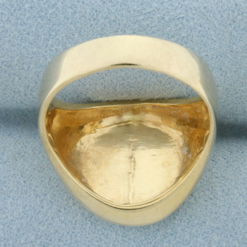 Mens R Initial Monogram Signet Ring in 14k Yellow Gold