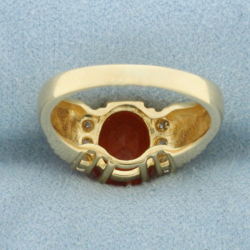 Fire Opal and Diamond Ring in 18k Yellow Gold