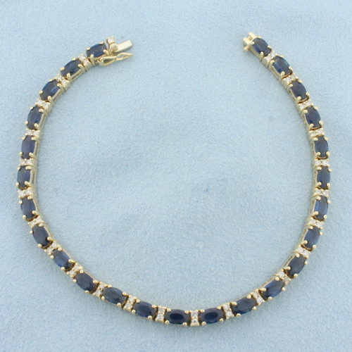 Sapphire and Diamond Tennis Bracelet in 14k Yellow Gold