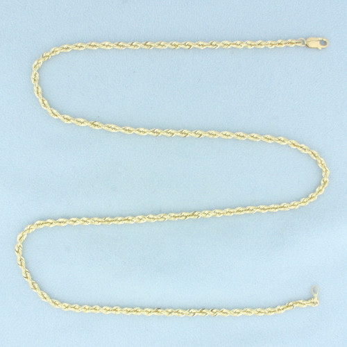 20 Inch Rope Link Chain Necklace in 10k Yellow Gold