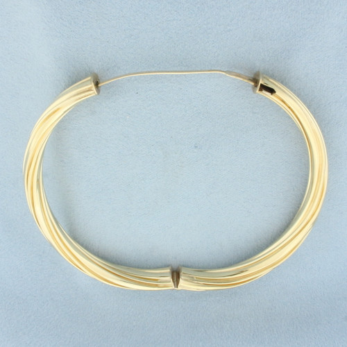 Hinged Twisting Design Bangle Bracelet in 14k Yellow Gold