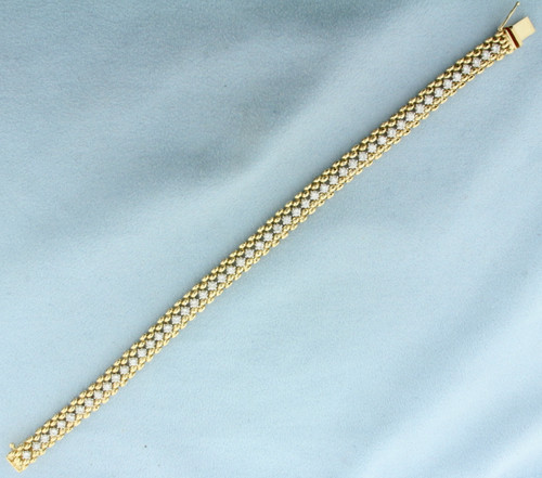 Diamond Panther Link Tennis Bracelet in 14k Yellow Gold