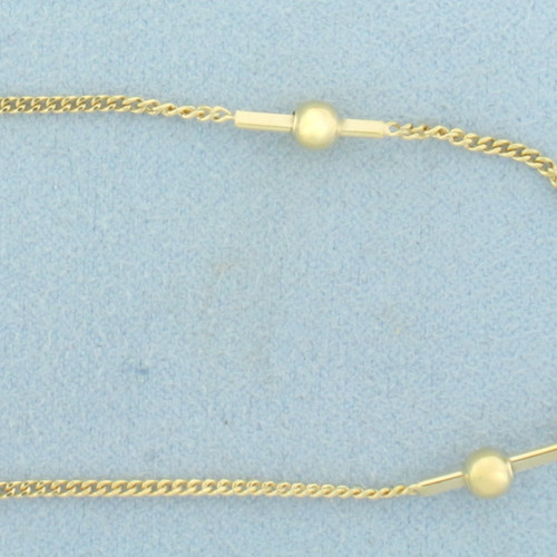 Ball Bead Curb Link Station Choker Necklace in 14k Yellow Gold