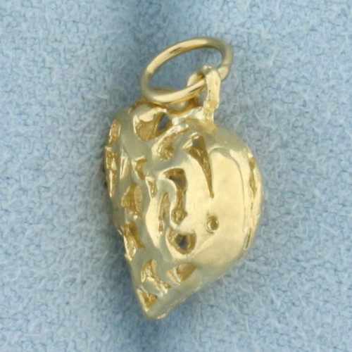 Filigree Heart Charm in 14k Yellow Gold