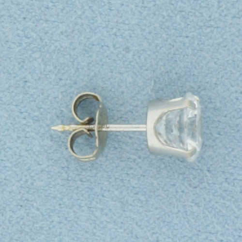 Single 1ct CZ Stud Earring in 14k White Gold