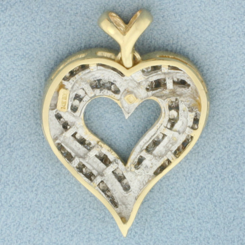 Large Diamond Heart Pendant in 14k Yellow Gold