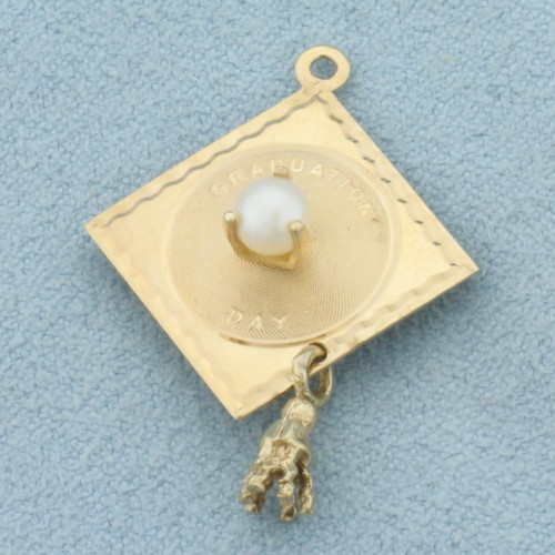 Graduation Day Mortarboard Cap Charm in 14k Yellow Gold
