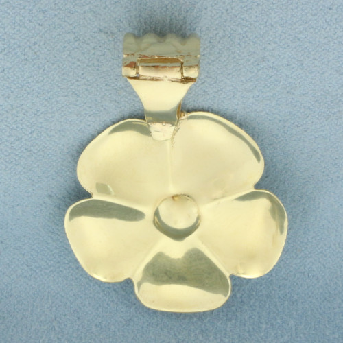 Diamond Cut Hibiscus Flower Pendant in 14k Yellow Gold