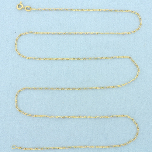 24 Inch Elongated Cable Link Chain Necklace in 18k Yellow Gold