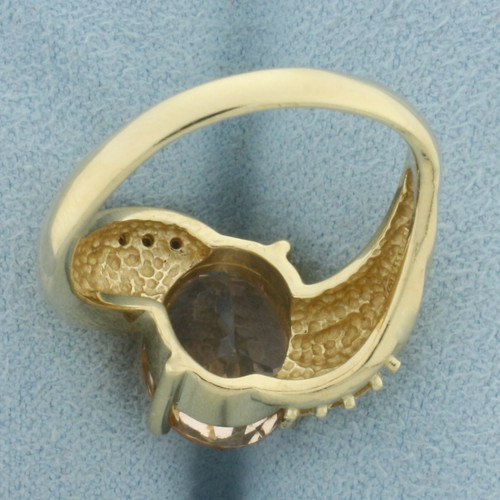 Morganite and Diamond Ring in 14k Yellow Gold