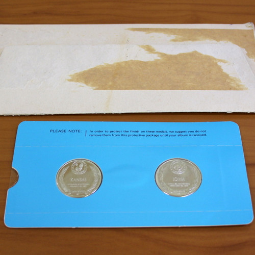 Franklin Min States of the Union Sterling Silver Coins Iowa and Kansas Original Packaging