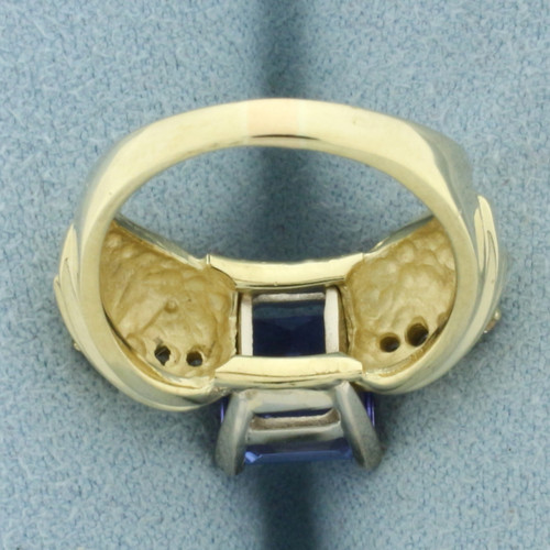 Designer Tanzanite and Diamond Ring in 14k Yellow Gold