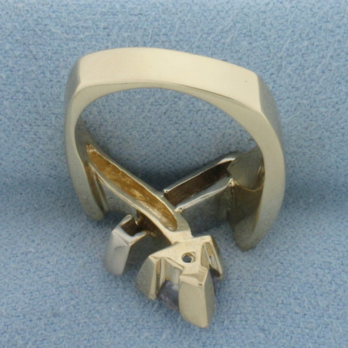 Topaz and Diamond Modern Design Ring in 14k Yellow and White Gold