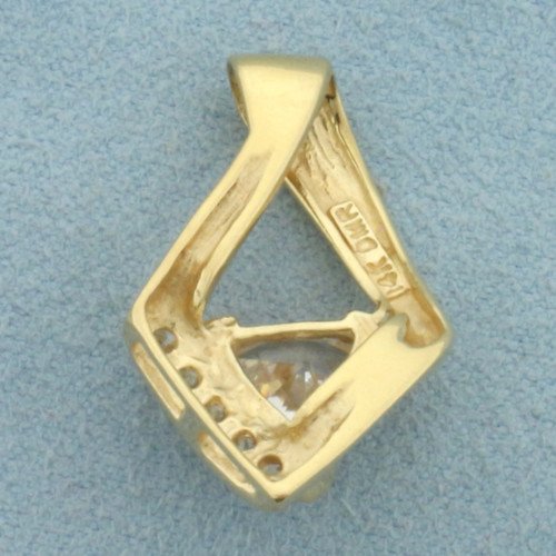 Trillion CZ Pendant or Slide in 14k Yellow Gold