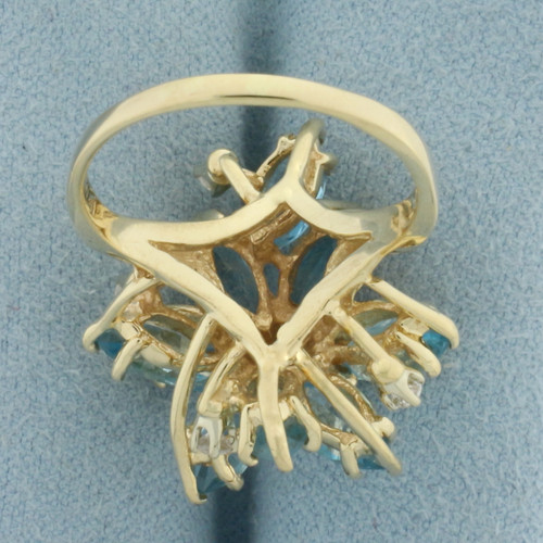 Blue Topaz and Diamond Statement Ring in 14k Yellow Gold