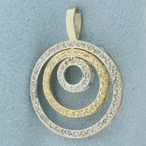 Circles Dimond Pendant in 14k White and Yellow Gold