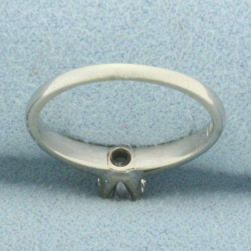 Vintage Diamond Solitaire Engagement Ring in 14k White Gold