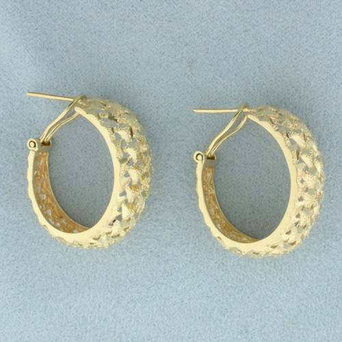 Woven Design Hoop Earrings in 14k Yellow Gold