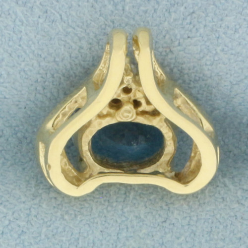 Swiss Blue Topaz and Diamond Pendant in 14k Yellow Gold