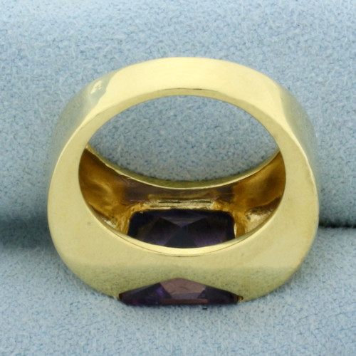 Italian Designer Modern Amethyst Ring in 18k Yellow Gold