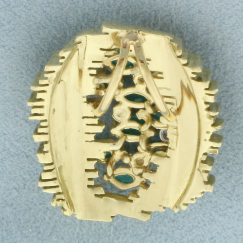 Designer Emerald and Diamond Pendant or Slide in 18k Yellow Gold