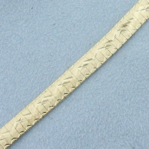 Italian Diamond Etched Omega Bracelet in 14k Yellow Gold