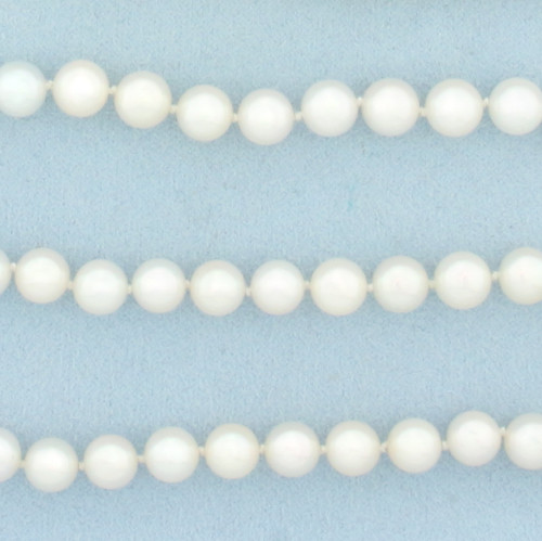 27 Inch Cultured Akoya Pearl Necklace in 14k Yellow Gold