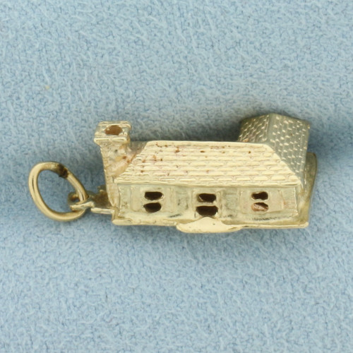 3D House Charm in 14k Yellow Gold