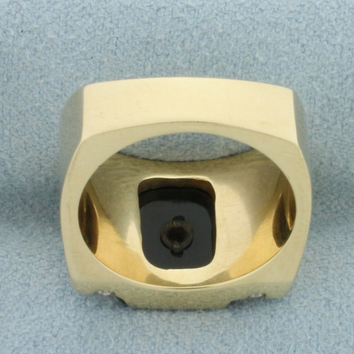 Vintage Onyx and Diamond Ring in 14k Yellow Gold