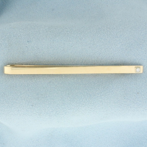 Vintage Diamond Tie Bar Clip in 14k Yellow Gold