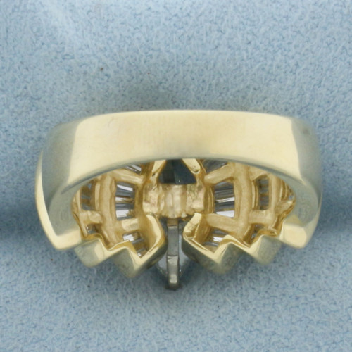 Marquise and Baguette Diamond Engagement Ring in 14k Yellow Gold