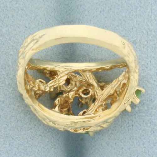 Jade Nature Branch Ring in 14k Yellow Gold