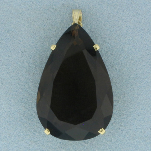 Large 30ct Pear Smoky Topaz Statement Pendant in 18k Yellow Gold