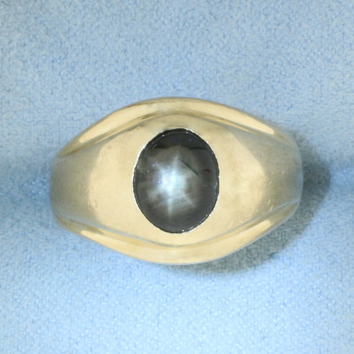 Mens Star Sapphire Ring in 14k Yellow Gold