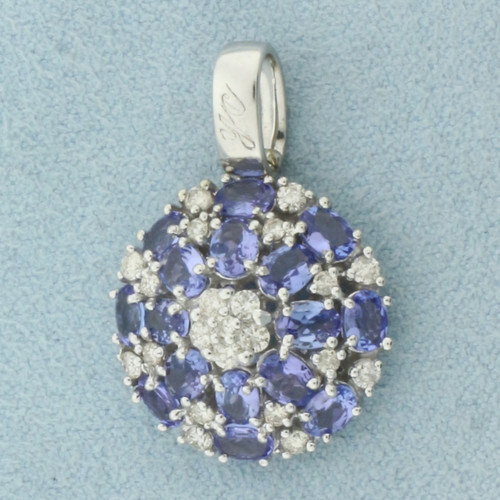 AAA Tanzanite and Diamond Pendant in 18k White Gold