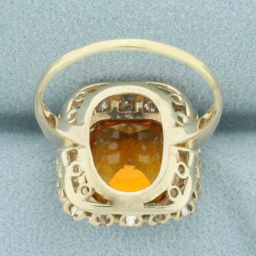 Palmeira Citrine and Diamond Halo Ring in 14k Yellow Gold
