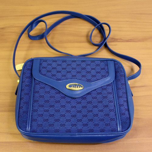 Vintage Gucci Blue Crossbody Camera Bag