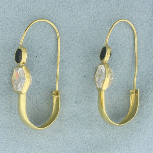 Italian Sapphire Drop Earrings in 18k Yellow Gold
