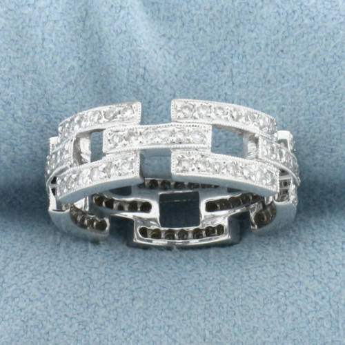 Pave Diamond Designer Ring in 18k White Gold