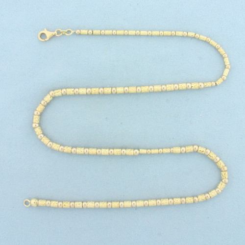 19 Inch Diamond Cut Gold Bead Necklace in 14k Yellow Gold
