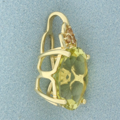 Citrine and Morganite Pendant in 14k Yellow Gold