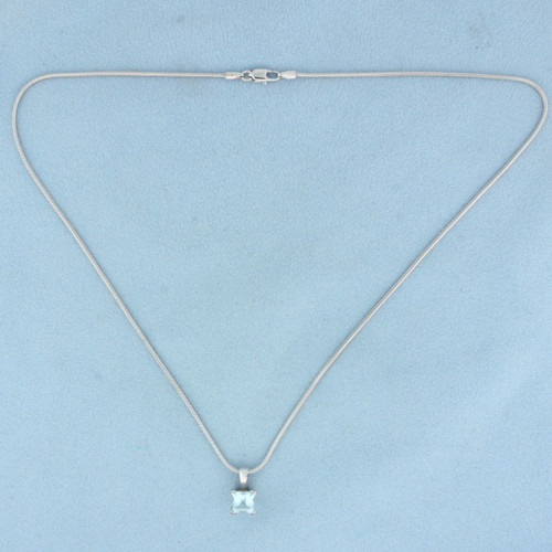 Sky Blue Topaz Necklace in 18k White Gold