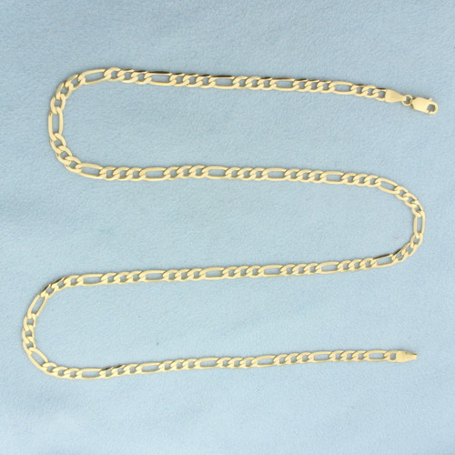 20 Inch Italian Figaro Link Chain Necklace in 14k Yellow Gold