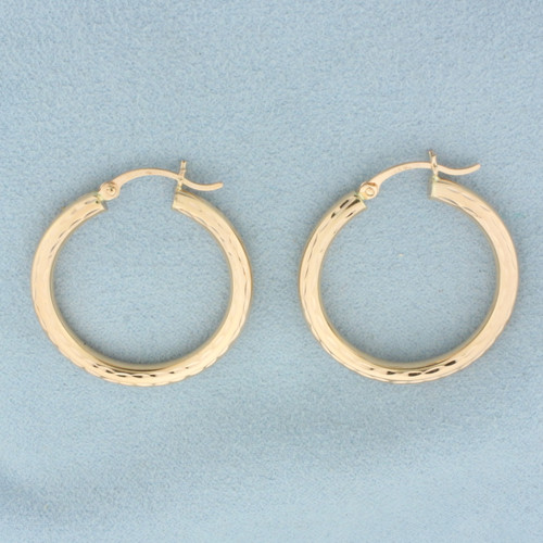 Diamond Cut Hoop Earrings in 14k Rose Gold
